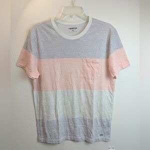 Express Men's T Shirt Striped Color Block Size M